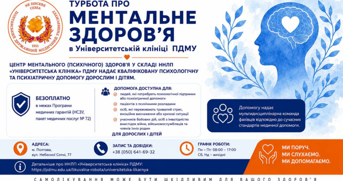 Турбота про ментальне здоров'я: психологічна та психіатрична допомога в Університетській клініці ПДМУ